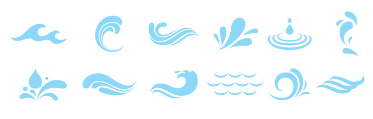  vector agua wave and splash icons