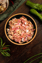 Fresh Gizzards and Offal Dish with Fresh Green Peppers