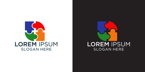 Puzzle logo design showcasing teamwork, unity, and vibrant collaboration for modern branding solutions and creative company identity projects today