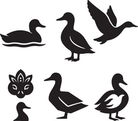 Pet Duck Silhouette Bundle 7 Icons.eps