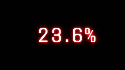 Counting business percentage number illustration. Neon sale 23.6% number on black background.