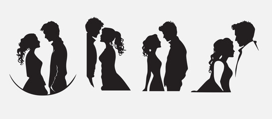 vector silhouette of happy couple isolated on white background © naag