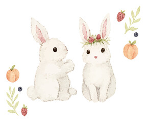 うさぎ　手書き　水彩画風