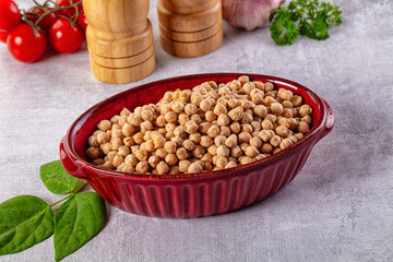 Raw dry chickpea in the bowl