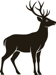 Flat design deer silhouette with antlers