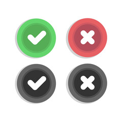 Set of true false button on background.