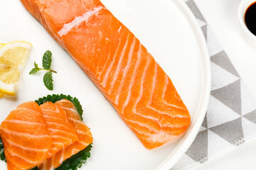 Fresh Norwegian Salmon Fillet and Sashimi Studio Food Photography