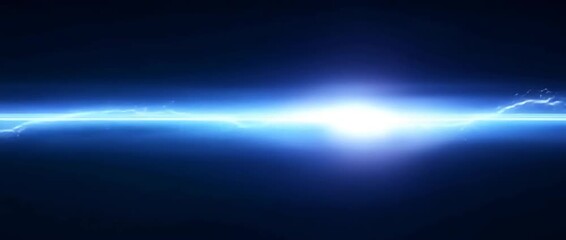 Glowing blue energy wave with light particles - Powered by Adobe