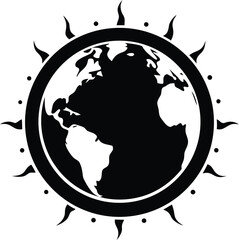 Planet earth engulfed in a fiery ring symbolizing global warming or environmental crisis