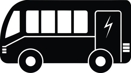 Modern electric bus icon with clean lines and vibrant colors