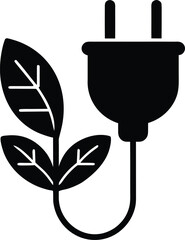 Eco friendly electric plug with a green leaf symbol