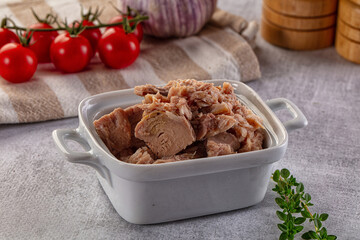 Canned tuna fillet for salad