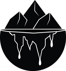 Melting glacier iceberg icon with water droplets