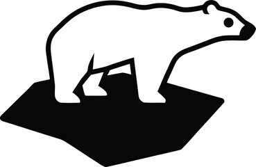 Polar bear on melting ice floe climate change concept icon