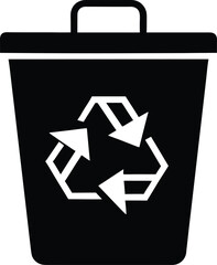 Recycling bin icon with green leaf for eco friendly concepts