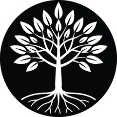 Green tree plantation icon for environmental projects