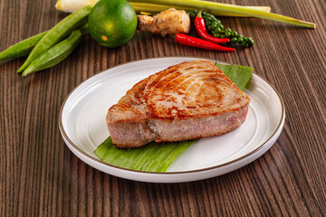 Gourmet fresh roasted tuna steak