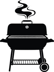 Flat design barbecue grill with smoke vector