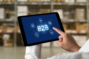 Business person navigates B2B landscape, harness technology to enhance business-to-business connections. Discover reshapes B2B interaction, driving innovation in business-to-businesses strategy. brisk