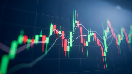 Candlestick chart displaying stock market trends and financial data analysis