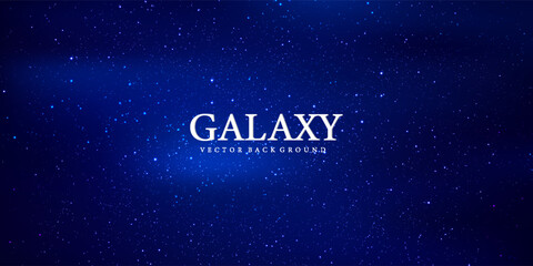 Horizontal space background with abstract shape and stars. Web design. Space exploring. Vector illustration of galaxy. Concept of web banner.