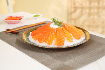 Norwegian Salmon Sashimi Fillets on Ice - Studio Food Photography
