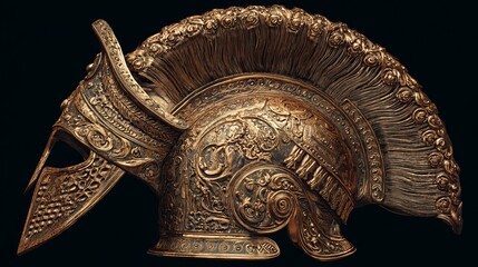 Intricate Ancient Greek Bronze Helmet with Ornate Design