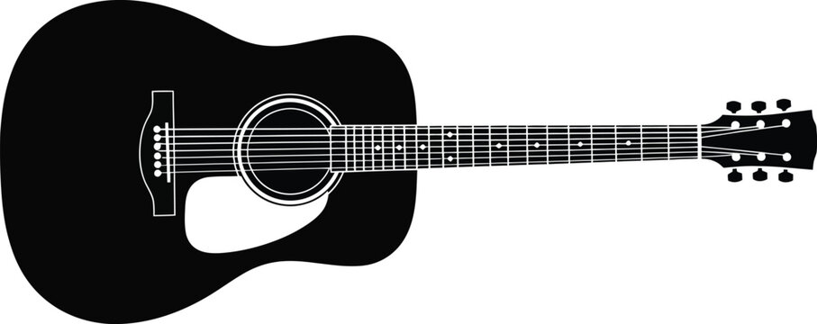 Flat design acoustic guitar silhouette vector