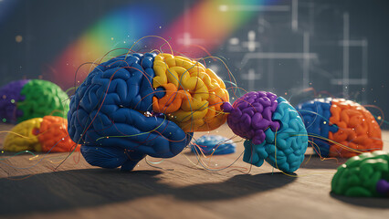 Colorful brain puzzle blocks symbolize the complexity and challenges of dyspraxia 14093539 1