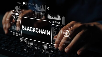 Futuristic Digital Concepts Representing Blockchain Technology and Data Analytics in a Professional Setting. Asymptotic smart data analytic.