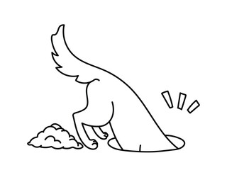 Dog digging a ground pit, doodle icon