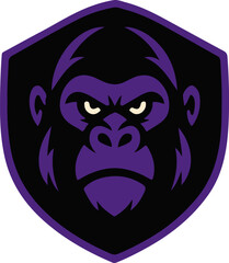 Gorilla Head Shield Esport Mascot Strong Ape Logo Illustration