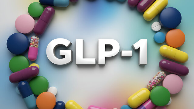 Colorful pills around glp-1 text symbolizing glp1 medications 11499301 1