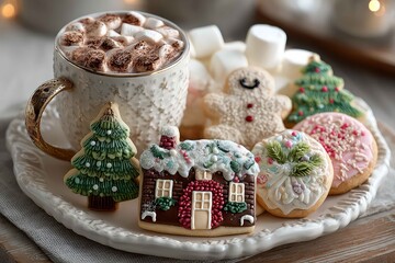 Christmas Cookie Plate with Hot Cocoa