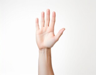 Obraz premium Close up of a Hand with an Open Palm in a Gesture of Stop or Halt