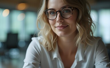 Close up view of businesswoman in the office. High quality