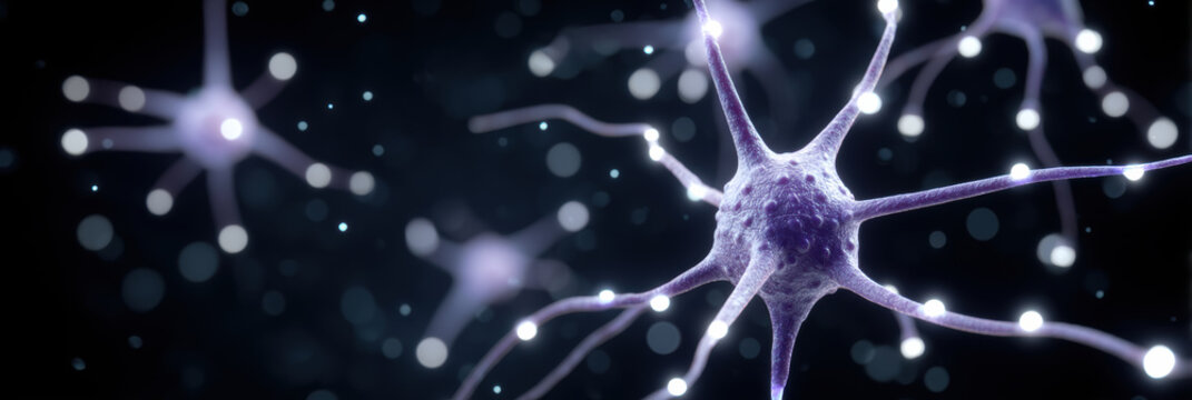 Neuron ai healthcare synapse communication digital brain network glowing cells - Powered by Adobe