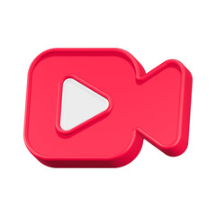 3d rendering icon play cam red color