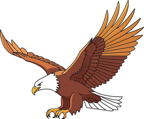 Flying bald eagle flat vector illustration
