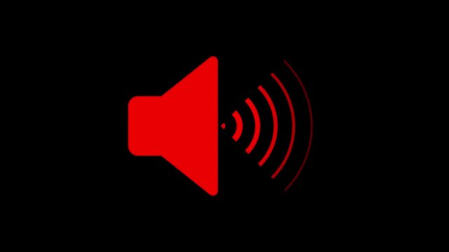 speaker icon with three grey sound waves on a black background audio volume, Sound icon audio music speaker animation. Speaker icon. sound icon. Animation of speaker volume, Microphone.