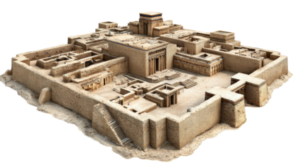 Ancient Sumerian city site of Eridu background isolated on a Transparent background, PNG file.
