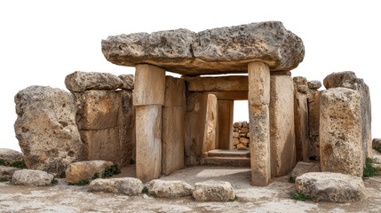 Ancient temples of Tarxien in Malta background isolated on a Transparent background, PNG file.
