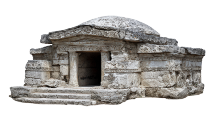 Ancient Thracian tomb in Bulgaria background isolated on a Transparent background, PNG file.