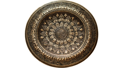 Ancient Tibetan mandala plate background isolated on a Transparent background, PNG file.