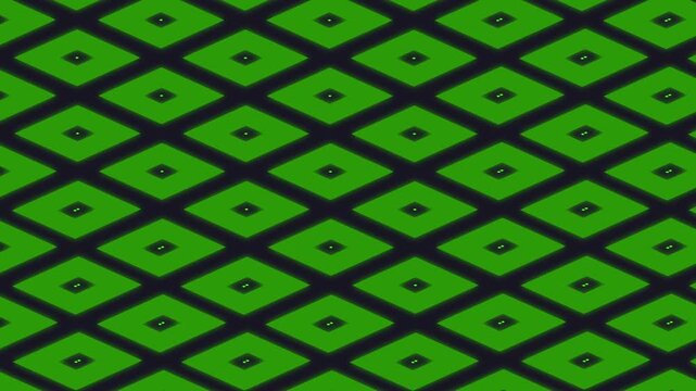 Repeating pattern of green diamonds on a black background suitable for digital backgrounds, fabric prints, and textile designs.