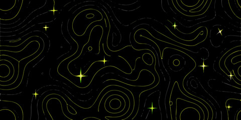 Abstract topographic map with stars on black background illustration © RanjanKumar