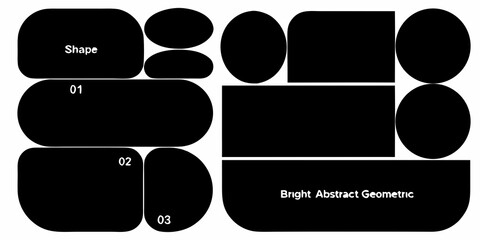 Abstract geometric shapes composition in black and white modern design