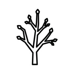 Stylized geometric tree icon with diamond leaves, simple line art, abstract nature symbol design.