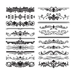 Fototapeta premium “Retro Decorative Flourish Vector Pack – Calligraphic Frame Elements”