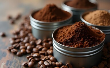 Coffee Grounds in Tins. High quality